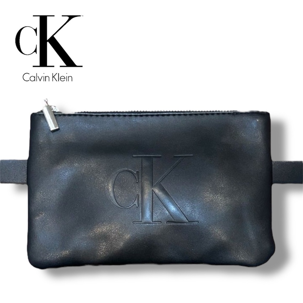 Calvin Klein Steve Black Faux Leather Crossbody Belt Bag Purse
